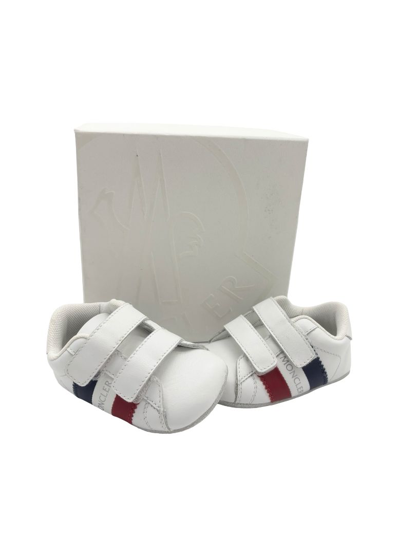 Moncler White with Stripes Crib Shoes, Infant