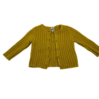 Bonton Yellow/neon green knit cardigan, 18 months