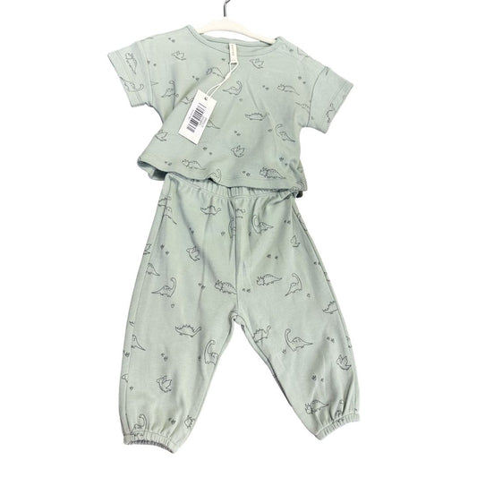 Quincy Mae jersey tee+ pant set Dino, 3-6 months