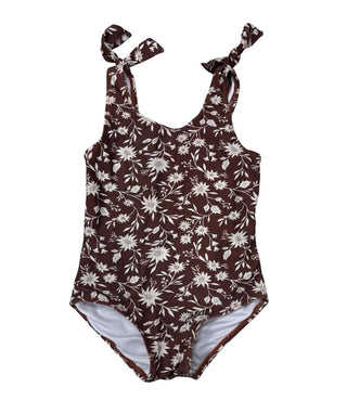 Rylee + Cru Brown and Cream Floral One-Piece Swimsuit, 18-24 months