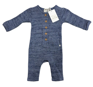 Wilson + Frenchy Blue Waffle Knit Onesie with Pockets, 0-3 months