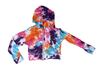 Flowers by Zoe Cropped Tie Dye Zip-up Hooded Sweatshirt, 4 years