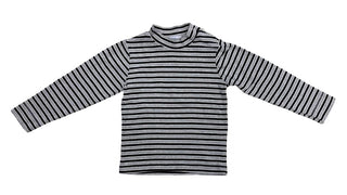 Jacadi Grey and Black Stripe Mockneck Longsleeve, 4 years