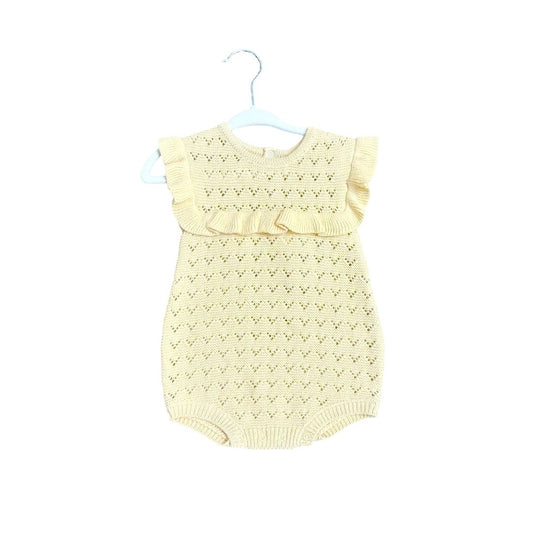 Quincy Mae Pointelle ruffle romper, 3-6 months