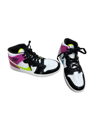 Nike Air Jordan purple blue yellow sneakers, 6.5 big kid