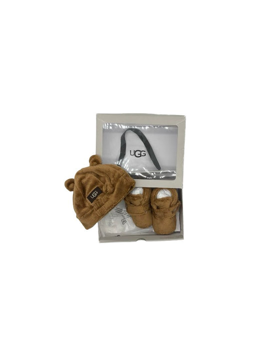 Ugg Furry Brown Boots and Hat Set, 4-5 baby