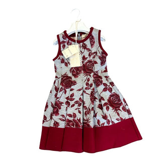 Monnalisa red rose dress red/grey, 4 years