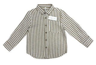 Rylee + Cru Cream and Beige Striped Collared Shirt with Pocket, 4-5 years