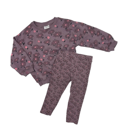 Zara Purple Floral Crewneck and Legging Set, 3 years