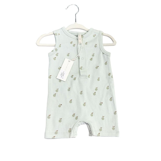 Quincy Mae ribbed henley romper apples, 3-6 months