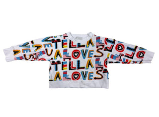 Stella McCartney White sweatshirt with Stella Love Multicolour Graphics, 5 years