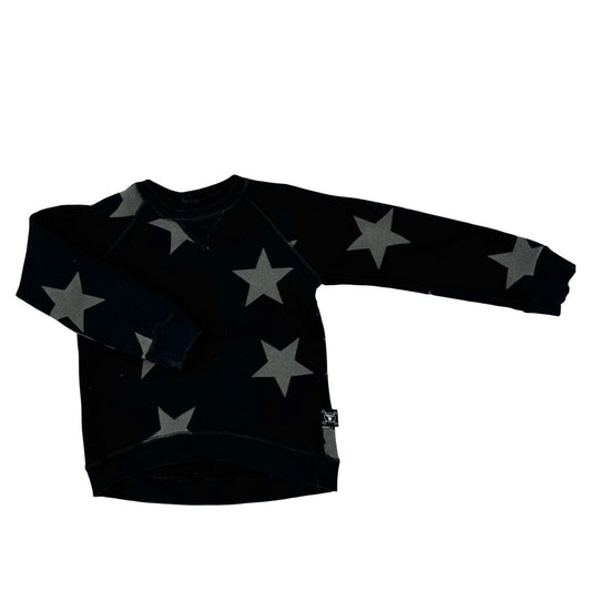 Nununu black w/grey stars crewneck sweatshirt, 3-4 years