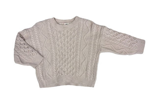 Leeli Oatmeal BEige Cable Knit Sweater, 6-7 years