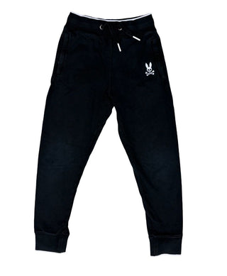 Psycho Bunny  Black Sweatpants with White Piping, 5-6 years