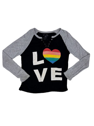 Flowers by Zoe Black Baseball Tee with LOVE Graphic, small