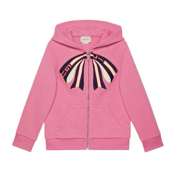 Gucci Pink Zip Up Sweatshirt with Bow, 12 years