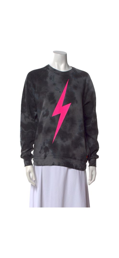 Aviator Nation Tie Dye lightening bolt crewneck, womens xs