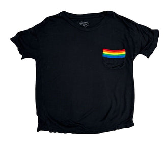 Flowers by Zoe Black Tee with Rainbow Pocket Detail, 5 years