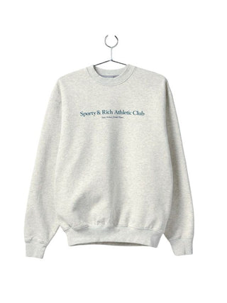 Sporty & Rich Grey Crewneck Sweatshirt with Sporty & Rich Logo, small