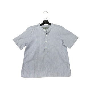 Bonpoint Blue and White Striped Quarter Button Down T-Shirt, 10 years