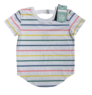 Chaser White and Multicoloured Striped Curve Hem Tee, 6 years