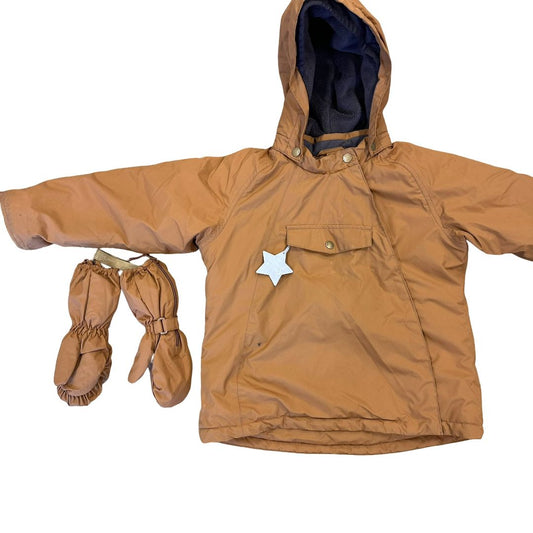 Mini A Ture brown winter coat w/mits, 6 years