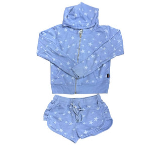 T2Love Periwinkle Short and Zip Up Sweatshirt Set with Stars, 8 years
