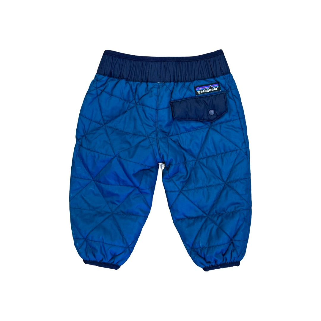 Patagonia Dark teal reversible puff-ball pants, 3-6 months