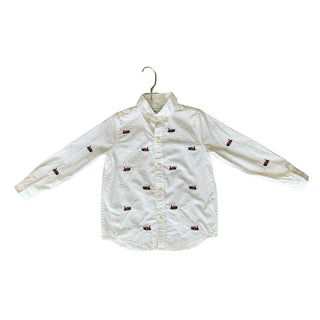 Janie and Jack White Button Down with Trains, 3 years