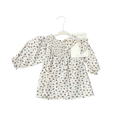 Quincy Mae Sample dress + Bow set, 3-6 Months