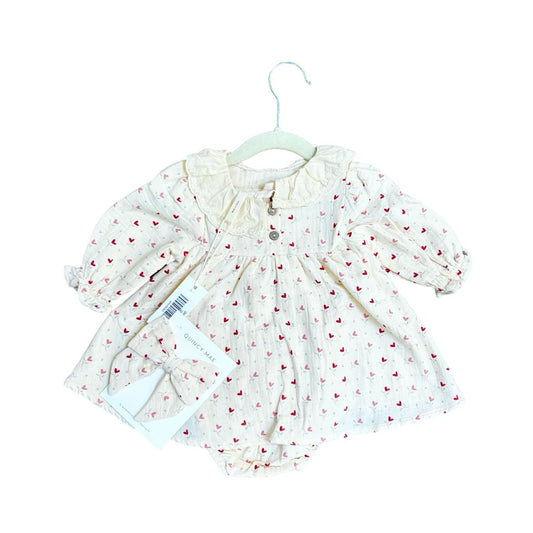 Quincy Mae Callie heart dress with bow new with tags, 3-6 months