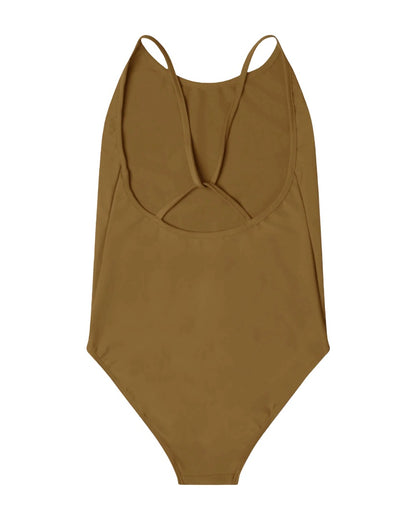 Matona Brown one piece recycled fibre swim suit, 7-8 years