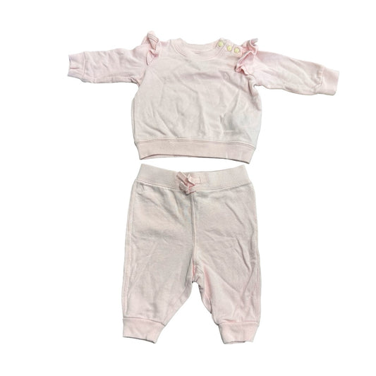 Ralph Lauren Pink ruffle top/pant set, 3 months