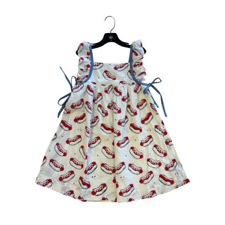 Pink Chicken White Dress with Hot Dogs, 6 years