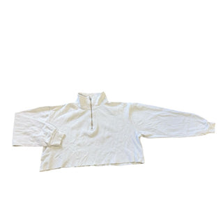 Brandy Melville (John Galt) White Waffle Cropped Sweater with Quarter Zipper, o/s