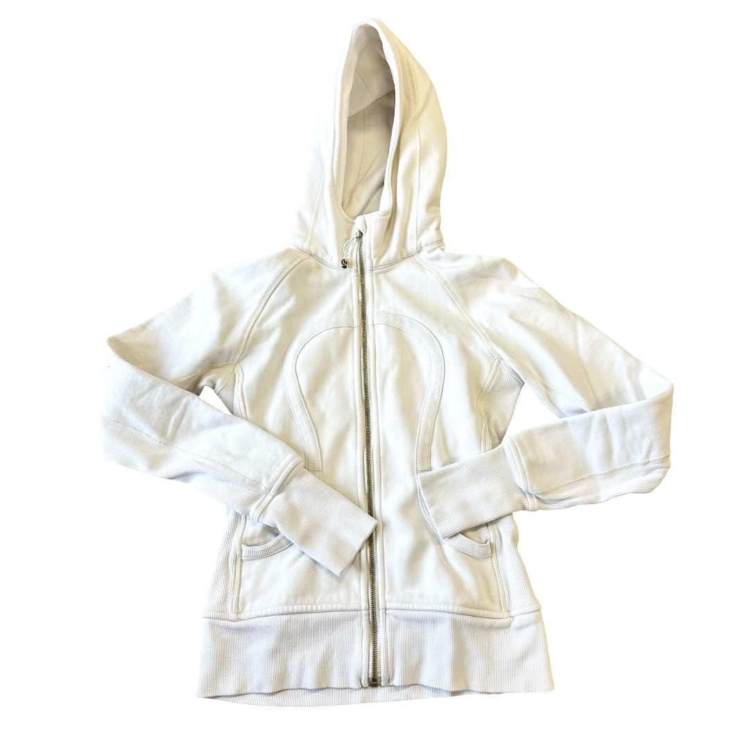 Lululemon White zip up white hoodie sweatshirt, Xs