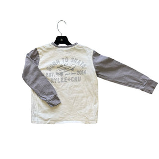 Rylee + Cru White Skater Shirt with Grey Sleeves, 4-5 years