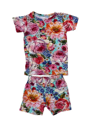 Posh Peanut Tee and Shorts Pajama Set with Floral Pattern, 12-18 months