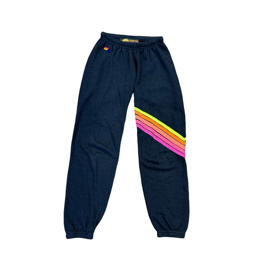 Aviator Nation Black Sweatpants with Neon Stripes, small