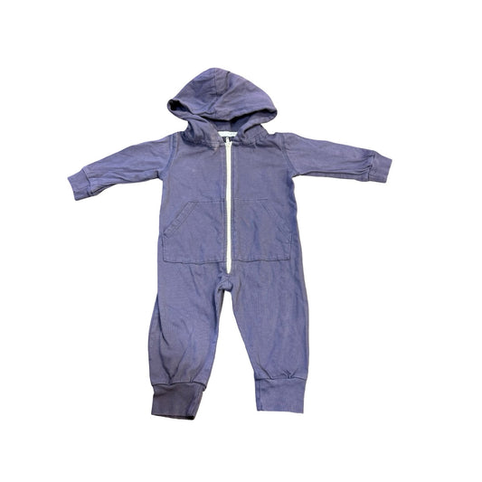 Mini Mioche Aubergine hooded play suit, 0-3 months