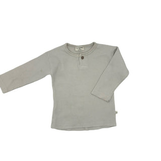 1 + in the Family waffle long sleeve slight stain on left arm, 12 months