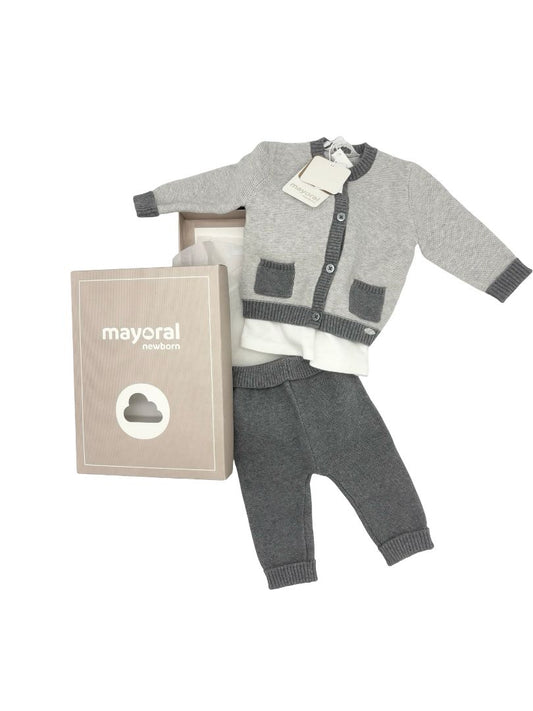 Mayoral Grey Cardigan and Pant Set, 1-2 months