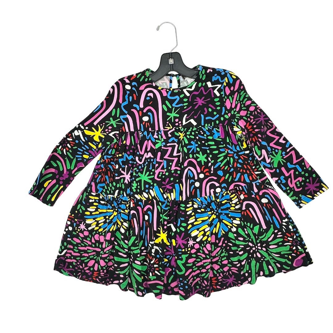 Stella McCartney dress black with color shapes and scribbles, 6 years