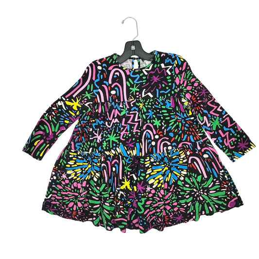 Stella McCartney dress black with color shapes and scribbles, 6 years