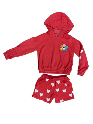 Chaser Red Sweatset with Hearts and Flower Graphics, 6 years