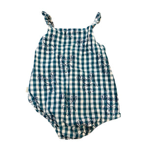 Wynken Teal gingham Feel Love romper, 1.5 years