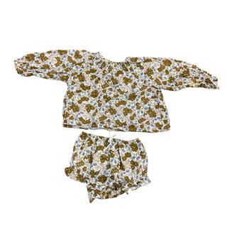 Rylee + Cru Brown floral top/bloomer set, 6-12 months