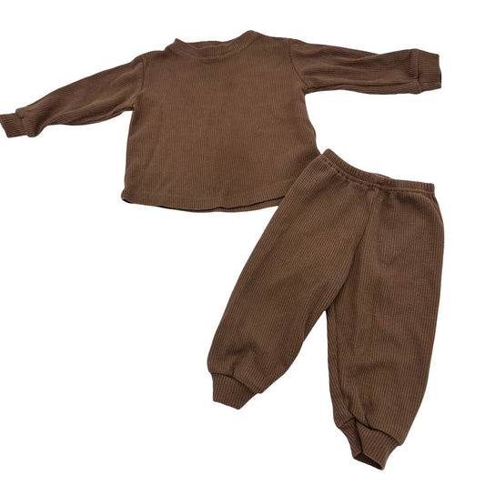 Mikki Rae little ones Brown waffle set, 6-12 month