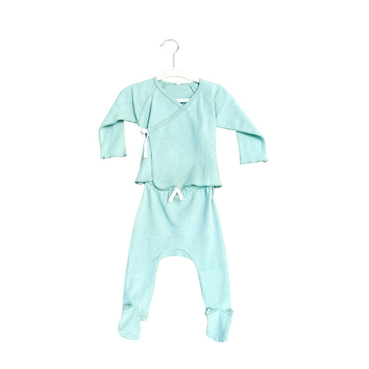 Quincy Mae Wrap top + footed pant set new with tags, 3-6 months