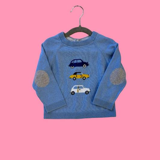 Jacadi blue car sweater, 24m